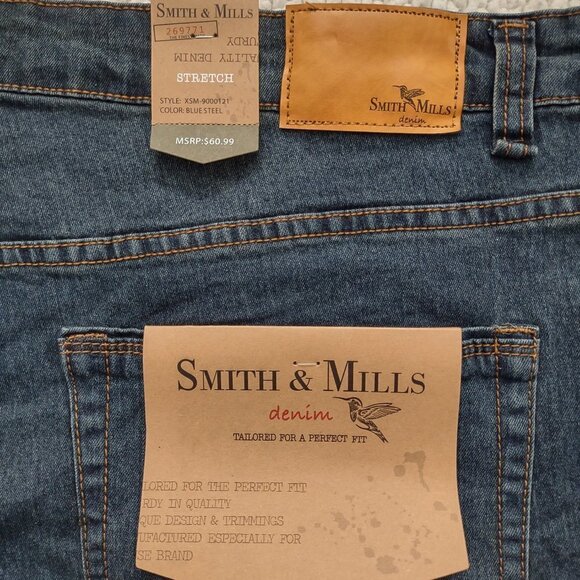 NWT Smith & Mills dark wash Cotton Blend denim shorts mens size 46 - Picture 6 of 7